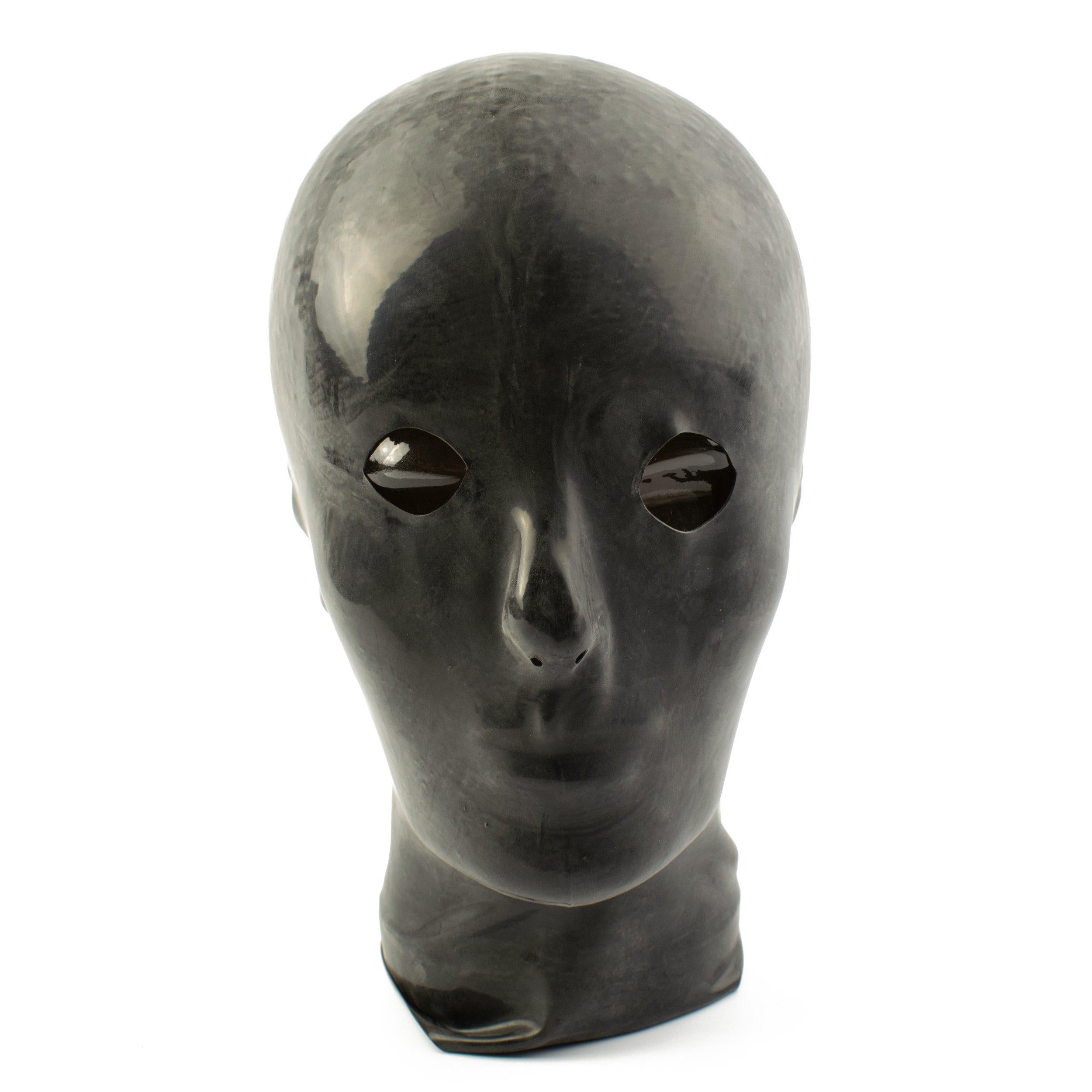 Rubberfashion Latex Maske Damen anatomisch - Latexmaske Haube mit Öffnungen für Augen und Nase für Frauen